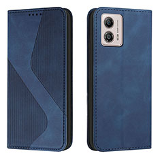 Leather Case Stands Flip Cover Holder H03X for Motorola Moto G53 5G Blue