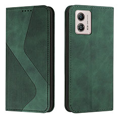 Leather Case Stands Flip Cover Holder H03X for Motorola Moto G53j 5G Green