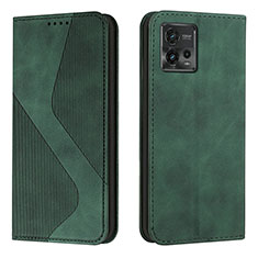 Leather Case Stands Flip Cover Holder H03X for Motorola Moto G72 Green