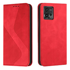 Leather Case Stands Flip Cover Holder H03X for Motorola Moto G72 Red