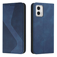 Leather Case Stands Flip Cover Holder H03X for Motorola Moto G73 5G Blue