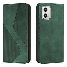 Leather Case Stands Flip Cover Holder H03X for Motorola Moto G73 5G Green