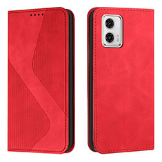 Leather Case Stands Flip Cover Holder H03X for Motorola Moto G73 5G Red