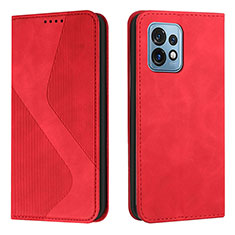 Leather Case Stands Flip Cover Holder H03X for Motorola Moto X40 5G Red