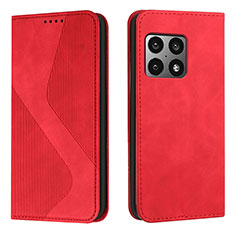 Leather Case Stands Flip Cover Holder H03X for OnePlus 10 Pro 5G Red