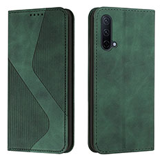 Leather Case Stands Flip Cover Holder H03X for OnePlus Nord CE 5G Green