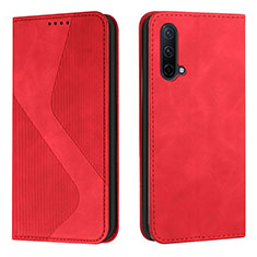 Leather Case Stands Flip Cover Holder H03X for OnePlus Nord CE 5G Red