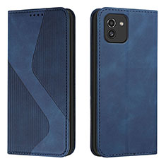 Leather Case Stands Flip Cover Holder H03X for Samsung Galaxy A03 Blue