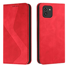 Leather Case Stands Flip Cover Holder H03X for Samsung Galaxy A03 Red