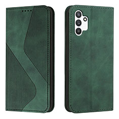 Leather Case Stands Flip Cover Holder H03X for Samsung Galaxy A13 4G Green
