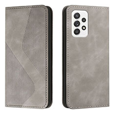 Leather Case Stands Flip Cover Holder H03X for Samsung Galaxy A33 5G Gray