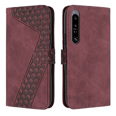 Leather Case Stands Flip Cover Holder H03X for Sony Xperia 1 IV Brown