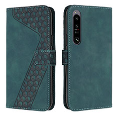 Leather Case Stands Flip Cover Holder H03X for Sony Xperia 1 IV Green