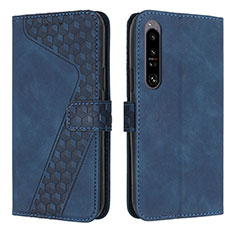 Leather Case Stands Flip Cover Holder H03X for Sony Xperia 1 IV SO-51C Blue