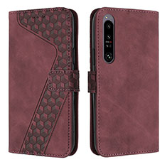 Leather Case Stands Flip Cover Holder H03X for Sony Xperia 1 IV SO-51C Brown
