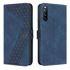 Leather Case Stands Flip Cover Holder H03X for Sony Xperia 10 IV SO-52C Blue