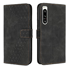 Leather Case Stands Flip Cover Holder H03X for Sony Xperia 5 IV Black