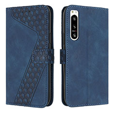 Leather Case Stands Flip Cover Holder H03X for Sony Xperia 5 IV Blue