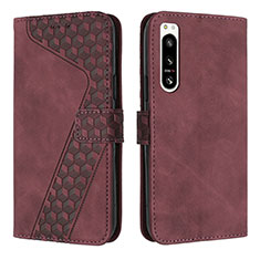 Leather Case Stands Flip Cover Holder H03X for Sony Xperia 5 IV Brown
