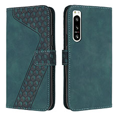Leather Case Stands Flip Cover Holder H03X for Sony Xperia 5 IV Green