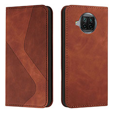 Leather Case Stands Flip Cover Holder H03X for Xiaomi Mi 10i 5G Brown
