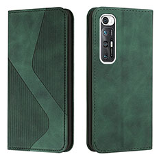 Leather Case Stands Flip Cover Holder H03X for Xiaomi Mi 10S 5G Green