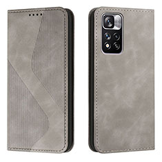 Leather Case Stands Flip Cover Holder H03X for Xiaomi Mi 11i 5G (2022) Gray
