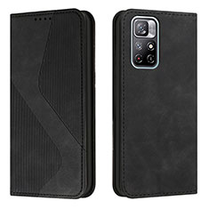 Leather Case Stands Flip Cover Holder H03X for Xiaomi Poco M4 Pro 5G Black