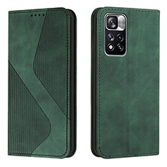 Leather Case Stands Flip Cover Holder H03X for Xiaomi Poco X4 NFC Green