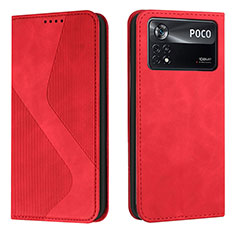 Leather Case Stands Flip Cover Holder H03X for Xiaomi Poco X4 Pro 5G Red