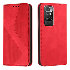 Leather Case Stands Flip Cover Holder H03X for Xiaomi Redmi 10 (2022) Red