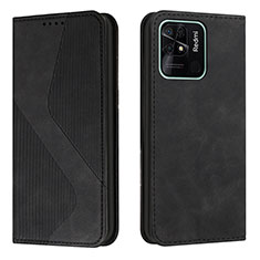 Leather Case Stands Flip Cover Holder H03X for Xiaomi Redmi 10 India Black