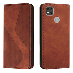 Leather Case Stands Flip Cover Holder H03X for Xiaomi Redmi 9 Activ Brown