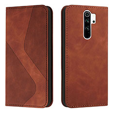 Leather Case Stands Flip Cover Holder H03X for Xiaomi Redmi 9 Brown