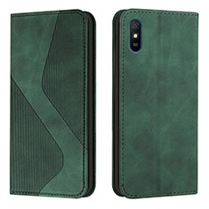 Leather Case Stands Flip Cover Holder H03X for Xiaomi Redmi 9AT Green