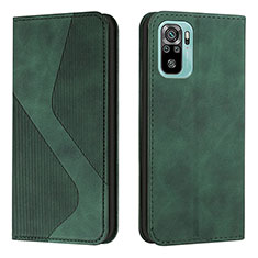 Leather Case Stands Flip Cover Holder H03X for Xiaomi Redmi Note 10 4G Green