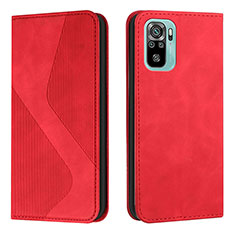 Leather Case Stands Flip Cover Holder H03X for Xiaomi Redmi Note 10 4G Red