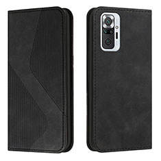 Leather Case Stands Flip Cover Holder H03X for Xiaomi Redmi Note 10 Pro 4G Black