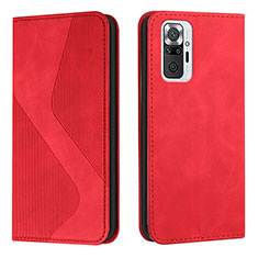 Leather Case Stands Flip Cover Holder H03X for Xiaomi Redmi Note 10 Pro 4G Red