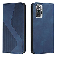 Leather Case Stands Flip Cover Holder H03X for Xiaomi Redmi Note 10 Pro Max Blue