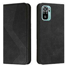 Leather Case Stands Flip Cover Holder H03X for Xiaomi Redmi Note 10S 4G Black