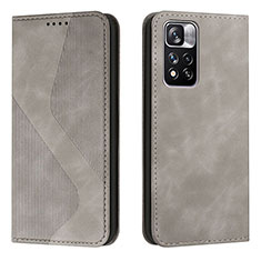 Leather Case Stands Flip Cover Holder H03X for Xiaomi Redmi Note 11 Pro+ Plus 5G Gray