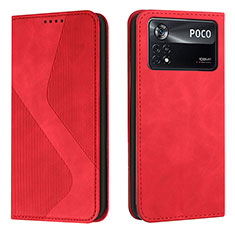 Leather Case Stands Flip Cover Holder H03X for Xiaomi Redmi Note 11E Pro 5G Red