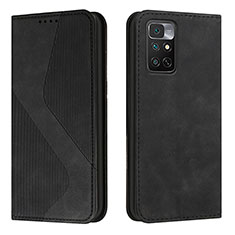 Leather Case Stands Flip Cover Holder H03X for Xiaomi Redmi Note 11S 4G Black