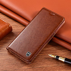Leather Case Stands Flip Cover Holder H04P for HTC Desire 22 Pro 5G Brown