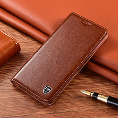 Leather Case Stands Flip Cover Holder H04P for Huawei Honor V40 5G Brown