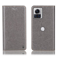 Leather Case Stands Flip Cover Holder H04P for Motorola Moto Edge 30 Ultra 5G Gray