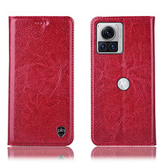 Leather Case Stands Flip Cover Holder H04P for Motorola Moto Edge 30 Ultra 5G Red