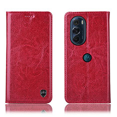 Leather Case Stands Flip Cover Holder H04P for Motorola Moto Edge Plus (2022) 5G Red