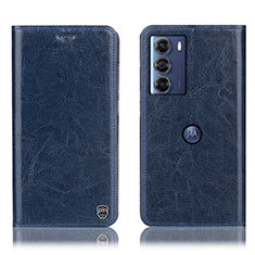 Leather Case Stands Flip Cover Holder H04P for Motorola Moto Edge S30 5G Blue